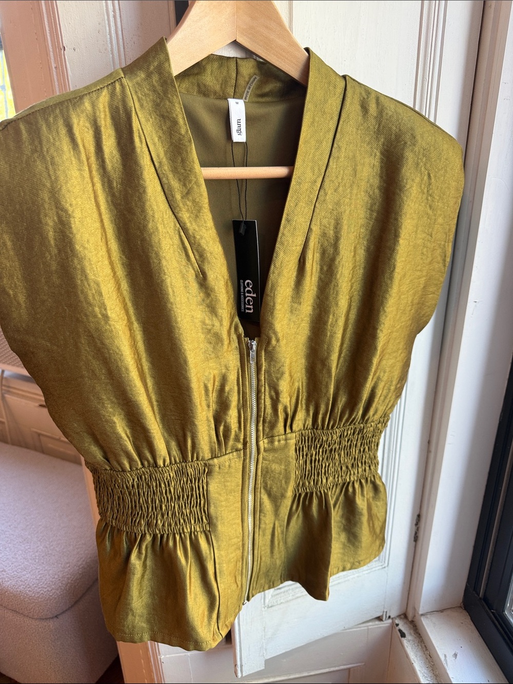 Gorgeous Olive-Green Zip Front Women’s Top